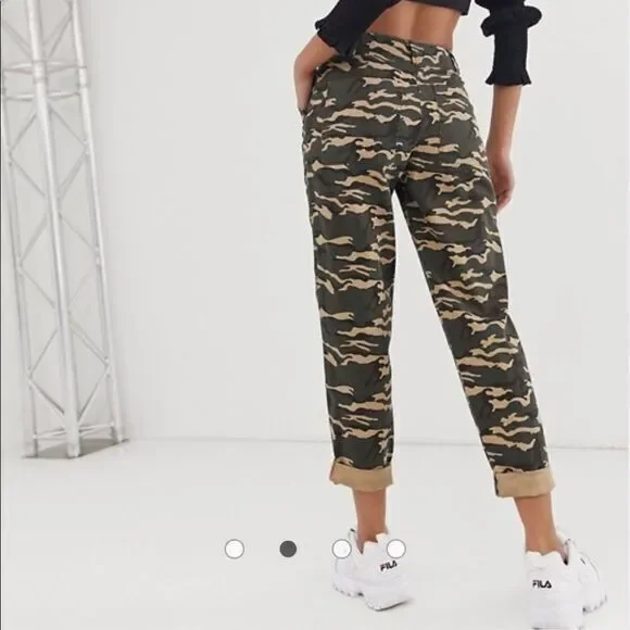 ASOS DESIGN Camo Combat Ankle Pants Mid Rise Womens Size‎ 14 Slim Fit Pockets - Picture 2 of 8